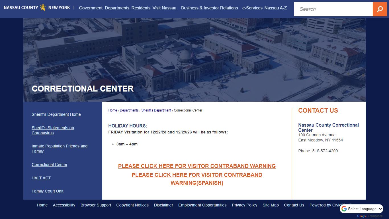 Correctional Center | Nassau County, NY - Official Website